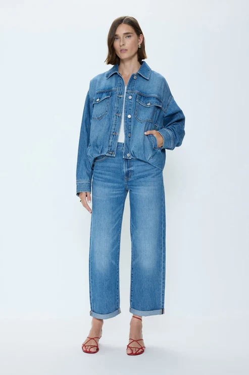 Jeans Donny à taille mi-haute et revers