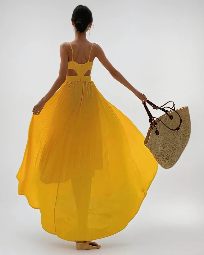 Robe Longue Jaune Ajourée - Marion