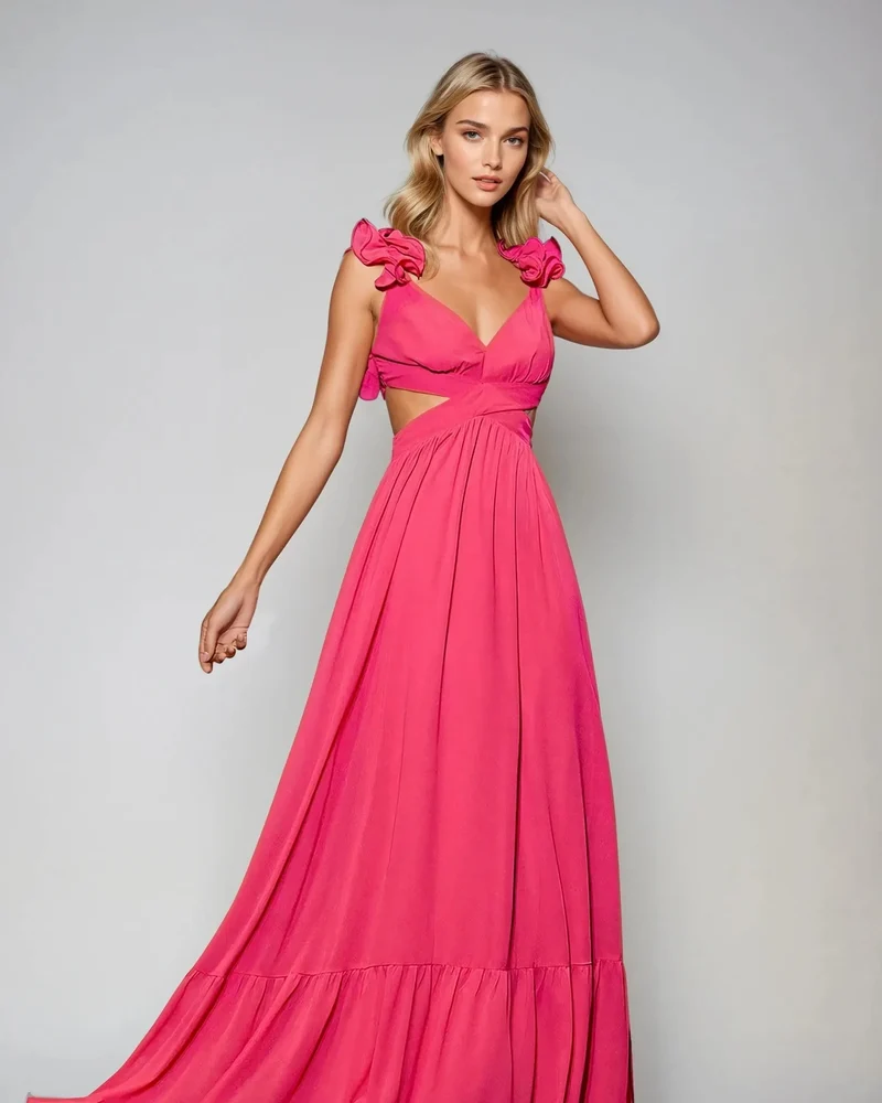 Robe Dos Nu Longue Rose - Tynna