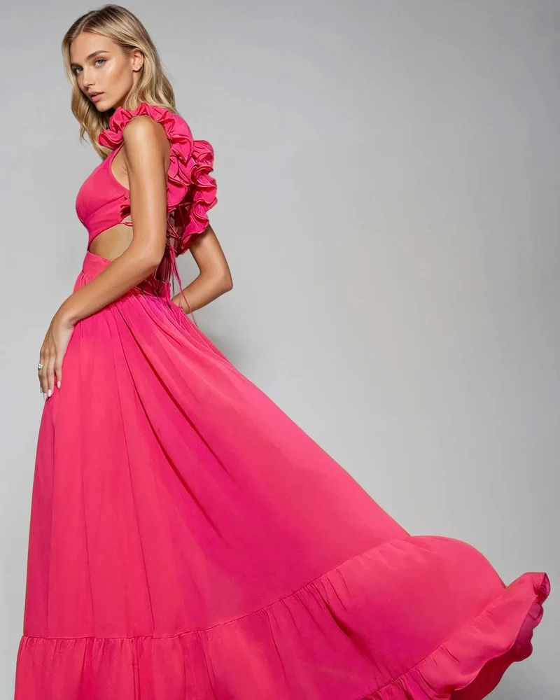 Robe Dos Nu Longue Rose - Tynna
