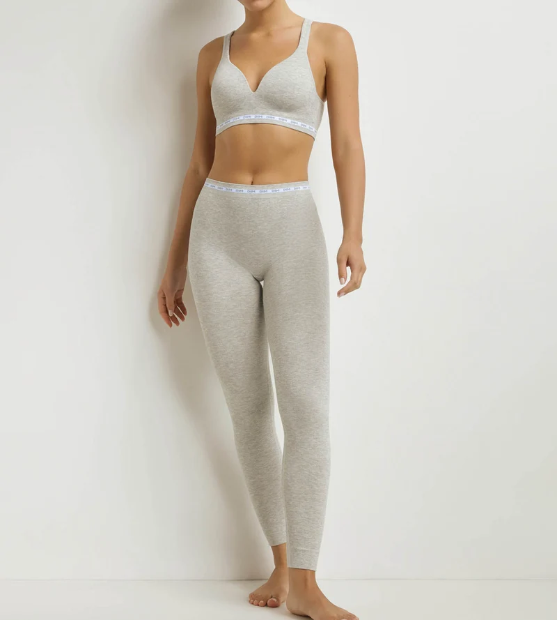Legging femme tissu côtelé Gris Chiné Dim Icons