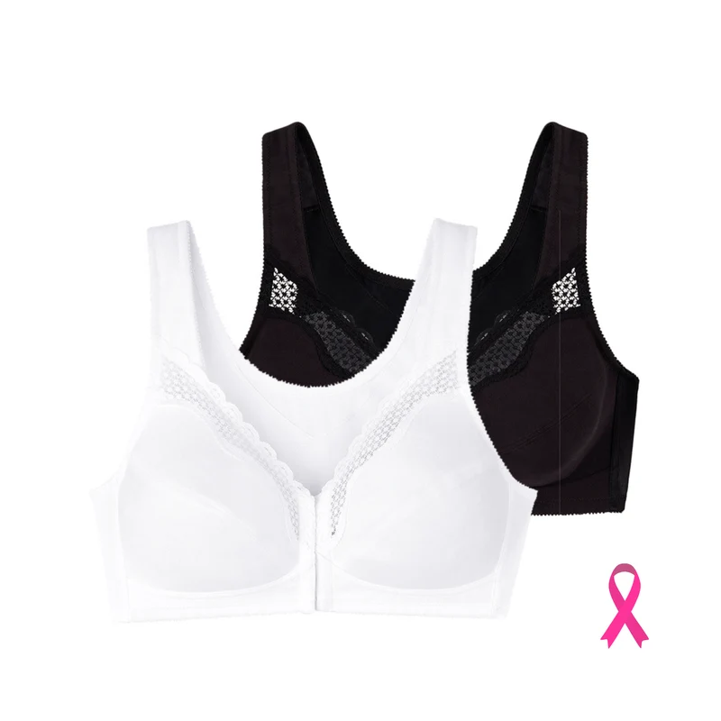 Lot de deux soutiens-gorge sans armatures emboîtants blanc et noir Posture control