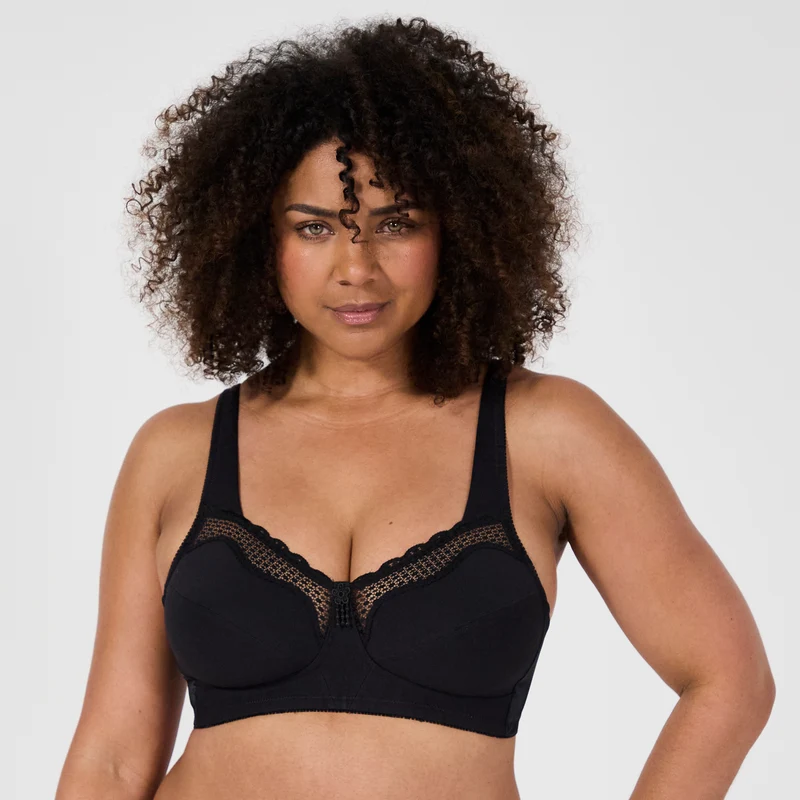 Soutien-gorge sans armatures noir Cotton confort