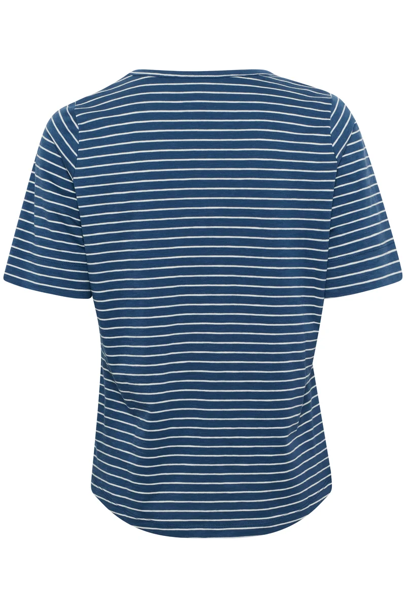T-shirt rayé en coton avec col V Curlia