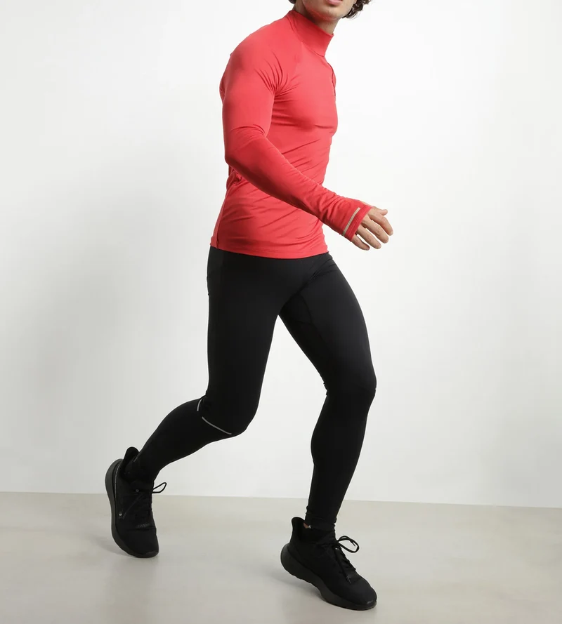 Haut de sport homme à col montant en microfibre Rouge Dim Move