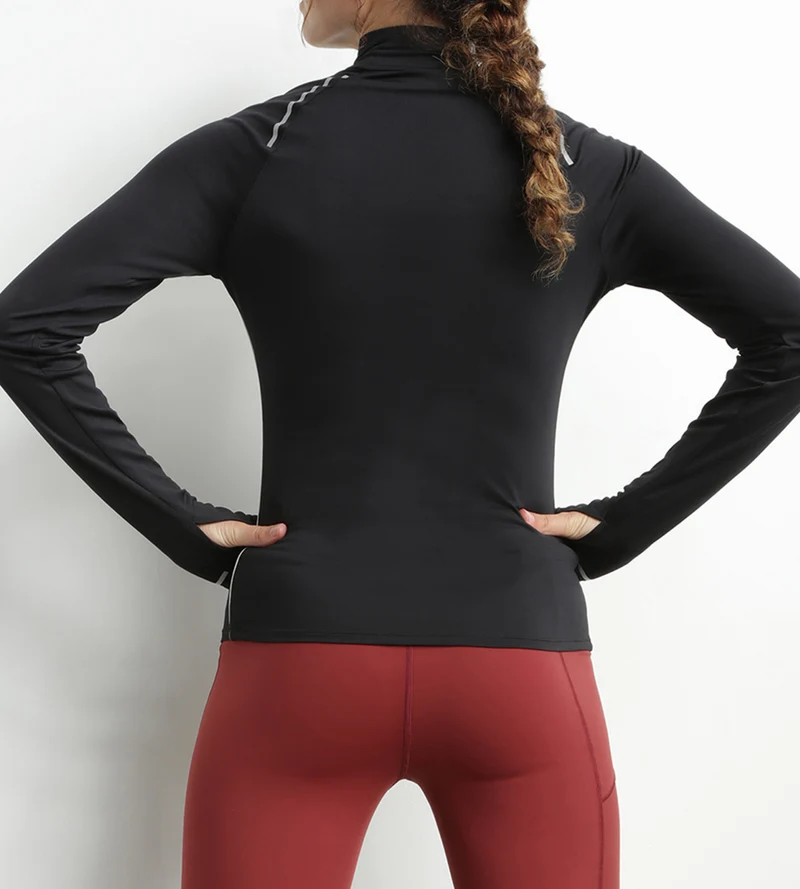 Haut de sport femme à col montant en microfibre noire Dim Move