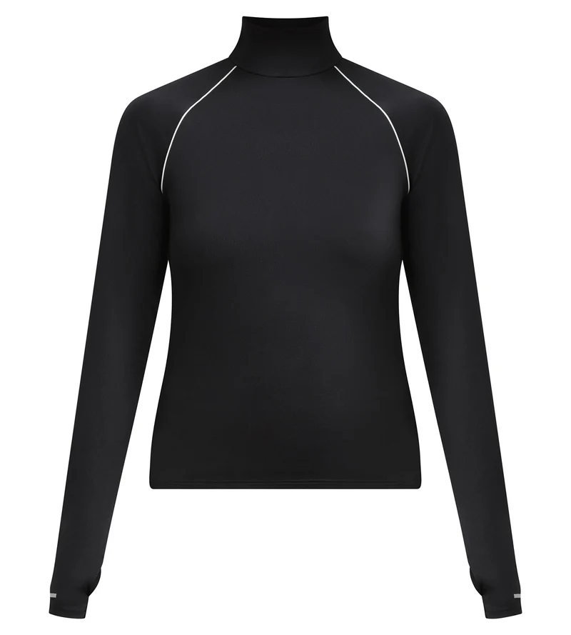 Haut de sport femme à col montant en microfibre noire Dim Move
