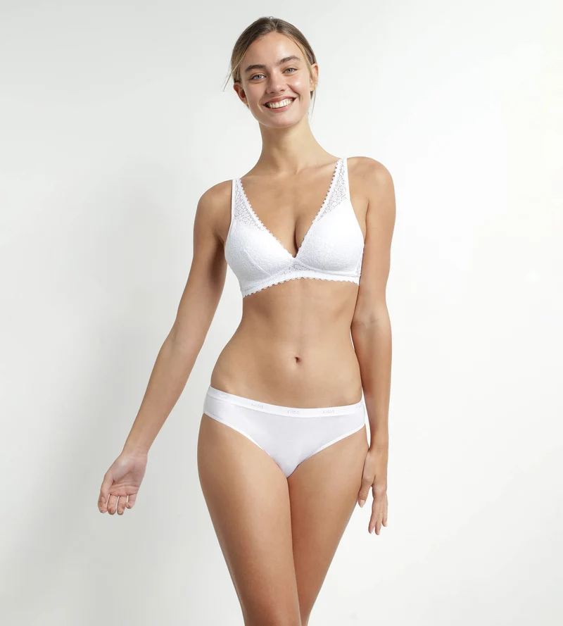 Soutien-gorge triangle avec mousses en microfibre Blanc Daily Dentelle