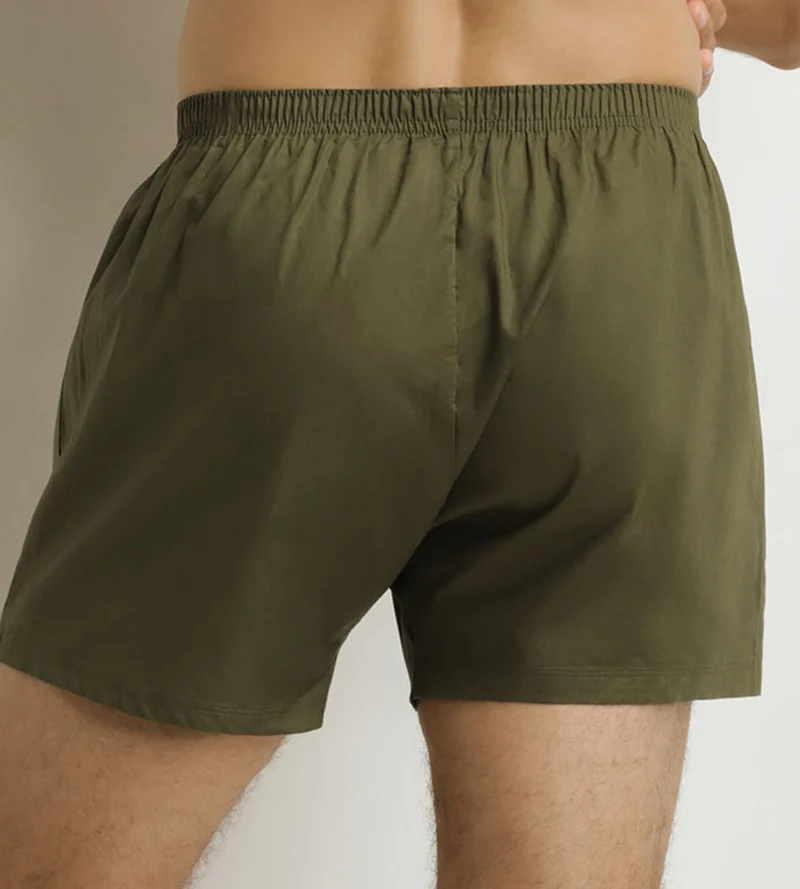 Lot de 2 caleçons homme Beige rayé Vert Coton Stretch