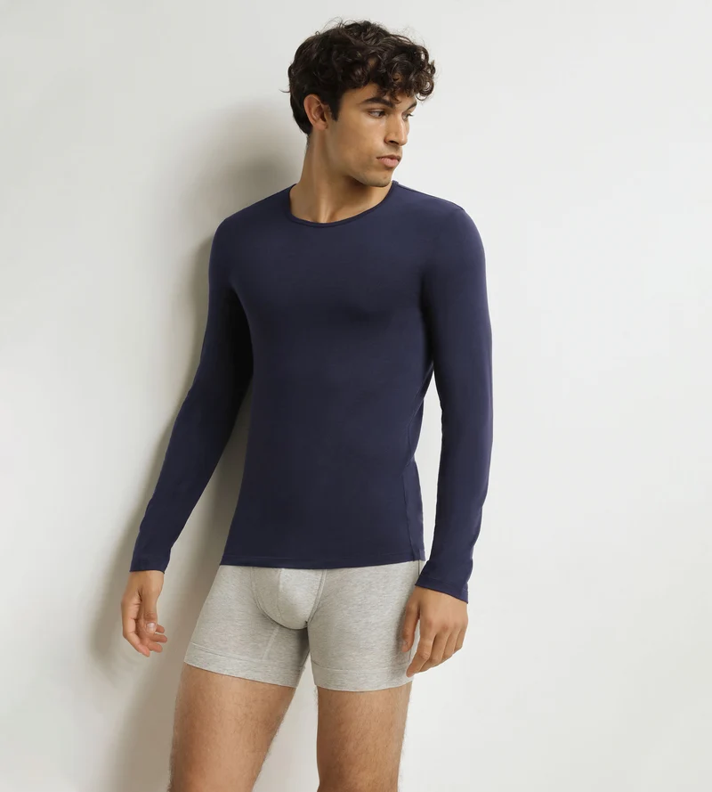 T-shirt homme à manches longues Bleu Dim Thermal