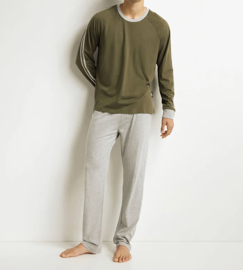 Ensemble pyjama pantalon homme militaire Dim Jersey
