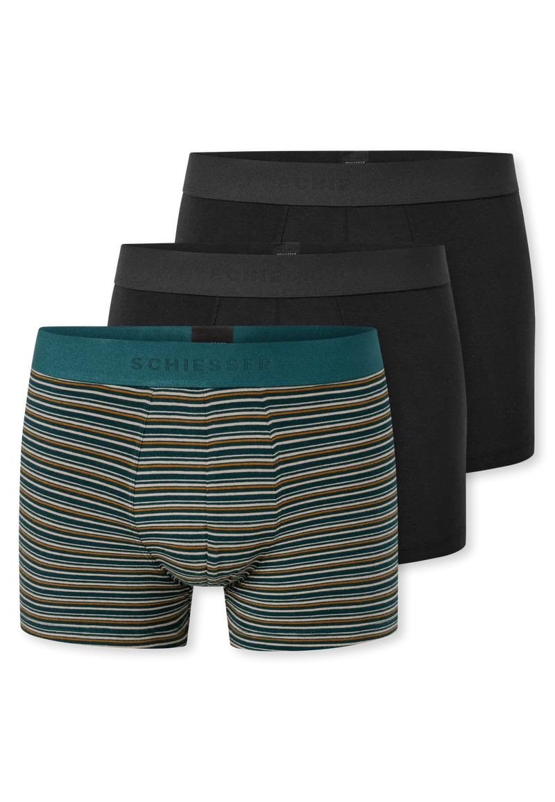 Enge Boxershorts 3er-Pack Schwarz/Bunt gestreift - 95/5