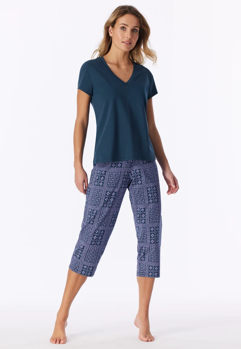T-Shirt V-Ausschnitt Blau - Mix+Relax