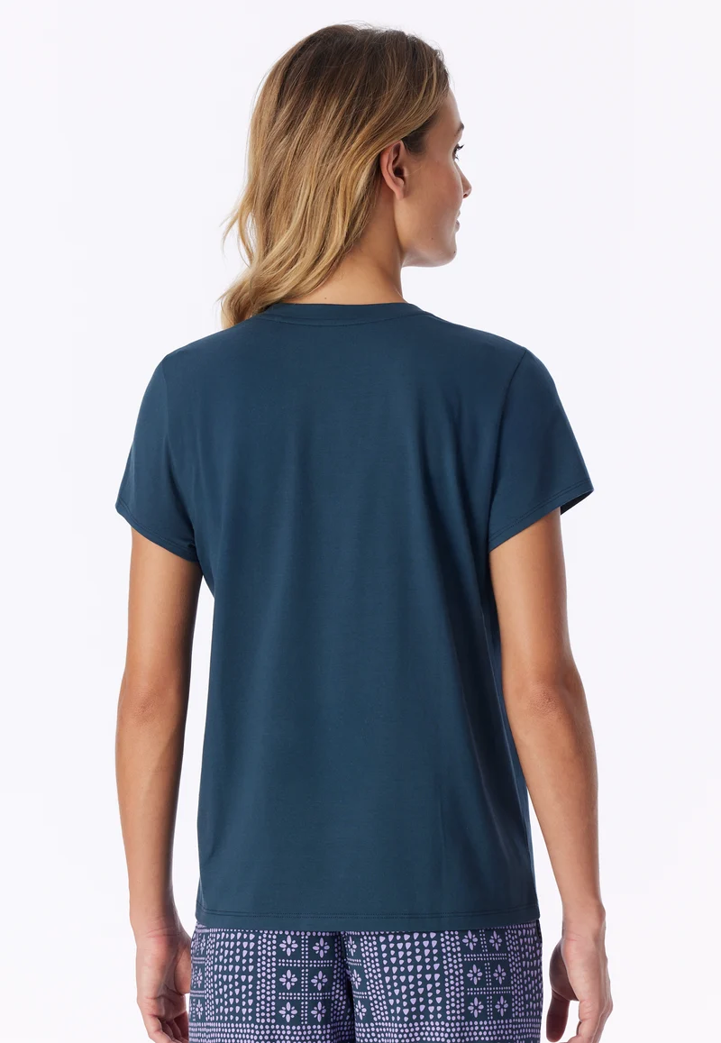 T-Shirt V-Ausschnitt Blau - Mix+Relax
