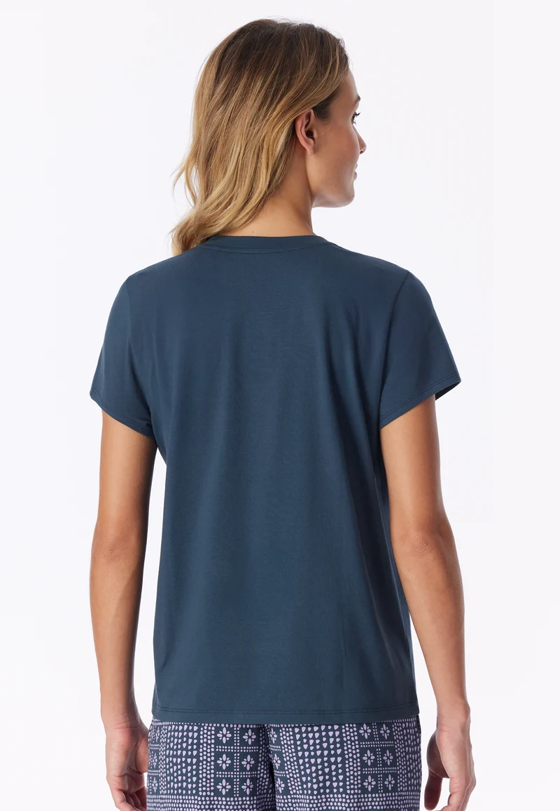 T-Shirt V-Ausschnitt Blau - Mix+Relax