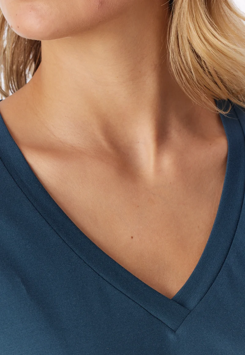 T-Shirt V-Ausschnitt Blau - Mix+Relax