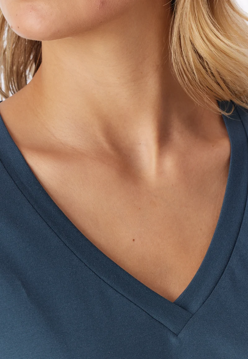 T-Shirt V-Ausschnitt Blau - Mix+Relax