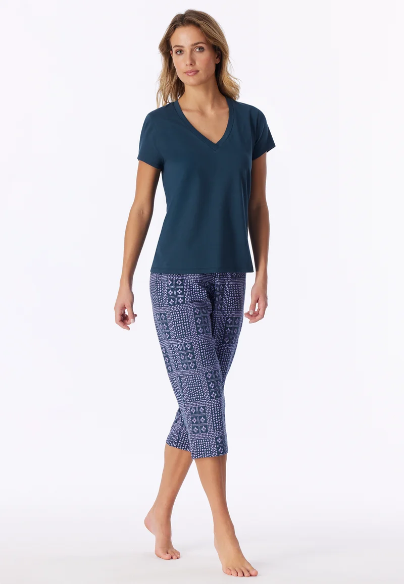 T-Shirt V-Ausschnitt Blau - Mix+Relax