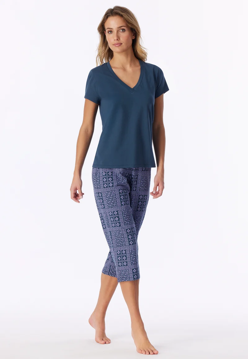 T-Shirt V-Ausschnitt Blau - Mix+Relax