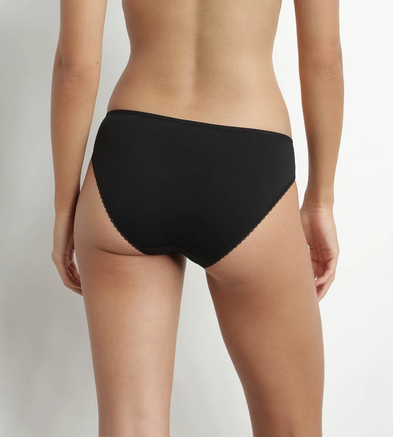 Culotte femme coton bio et tulle plumetis Noire Generous Dim