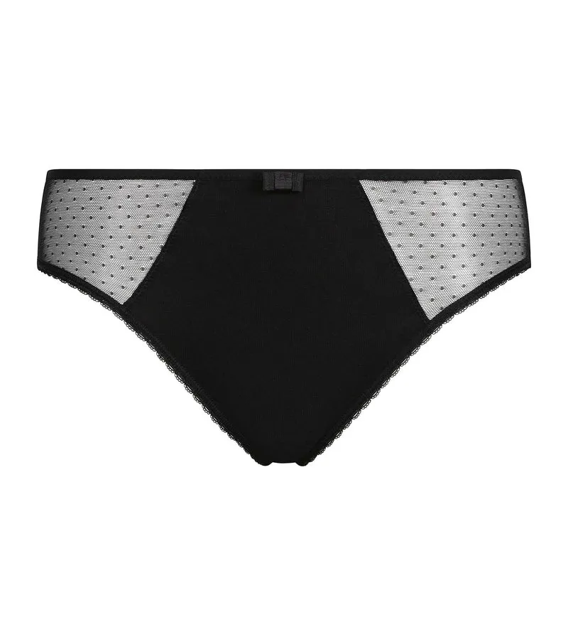 Culotte femme coton bio et tulle plumetis Noire Generous Dim