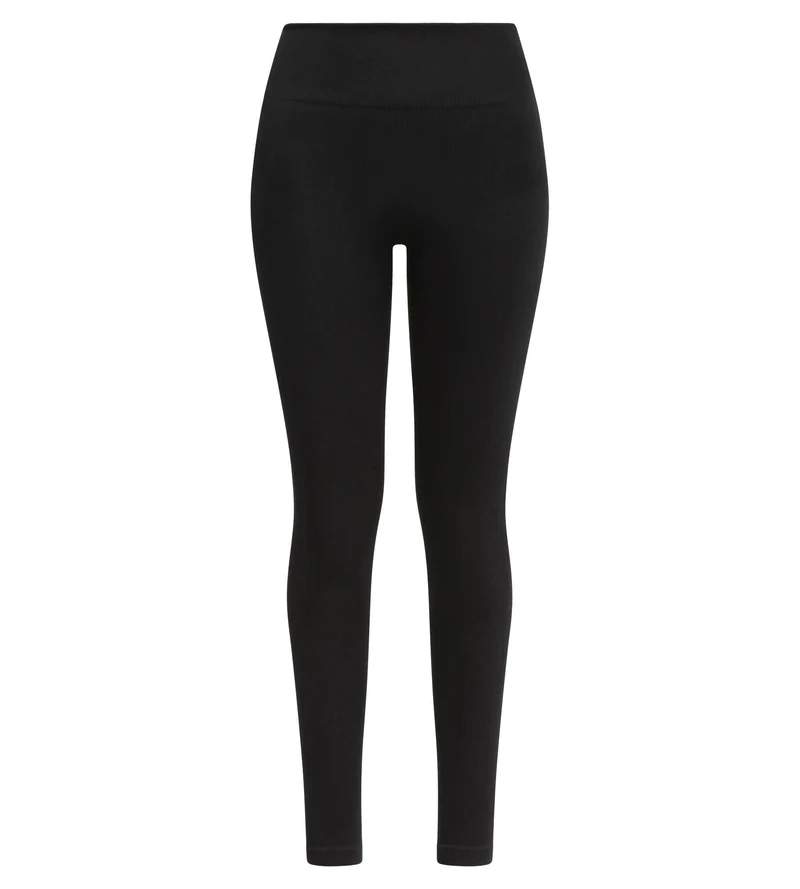 Legging femme Noir côtelé à ceinture extra large Dim Relax & Go