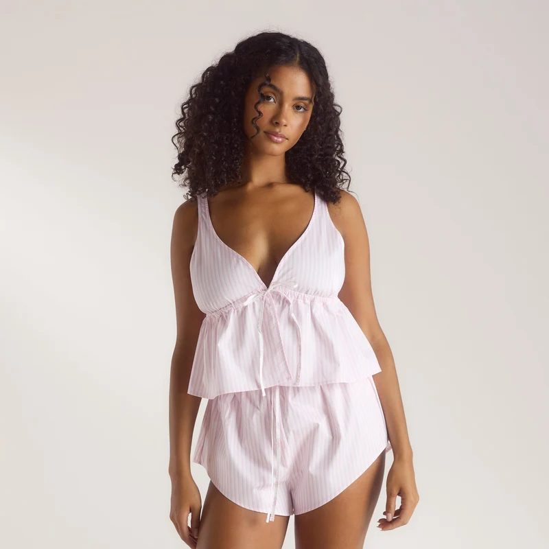 Caraco de Pyjama Bloom & Stripe - Rose
