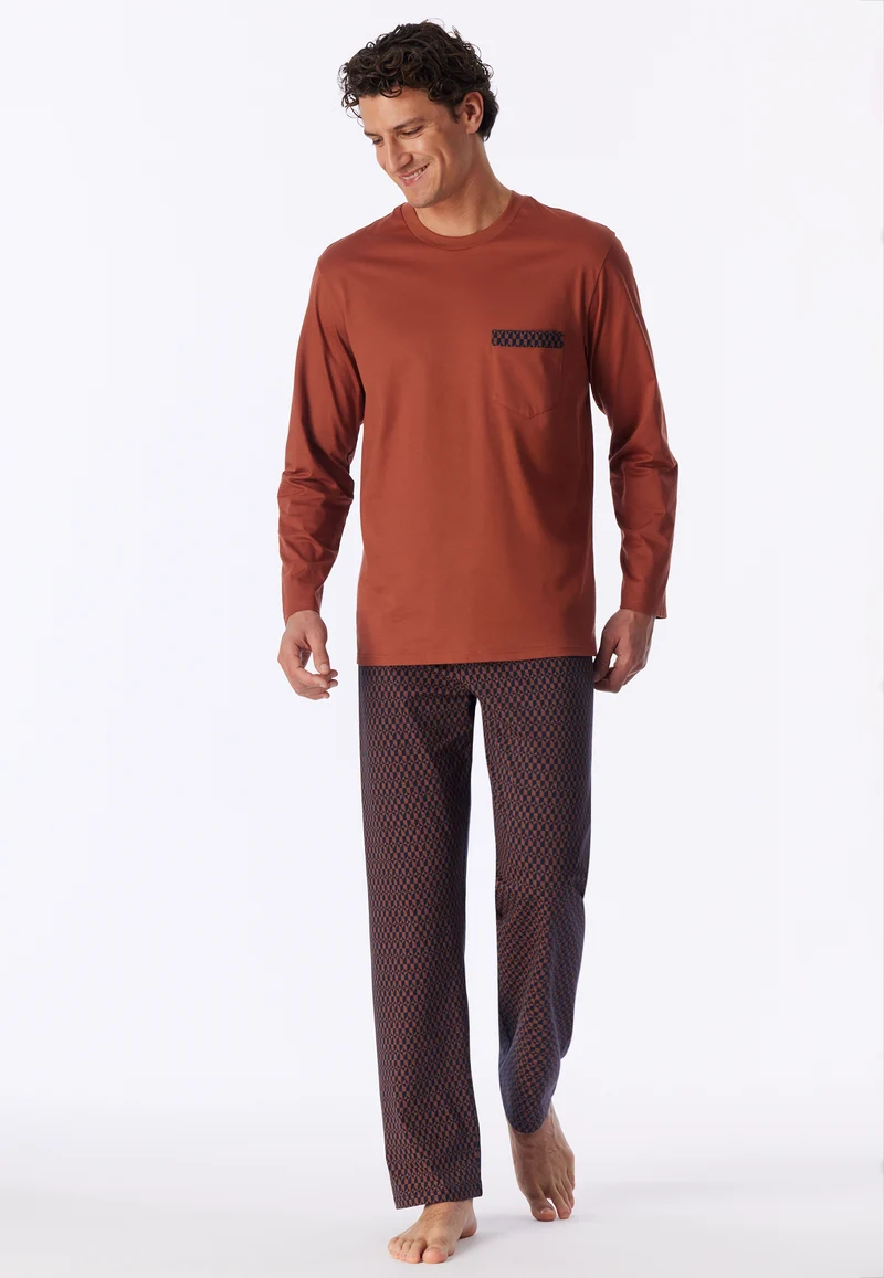 Schlafanzug Orange/Blau gemustert - Comfort Nightwear