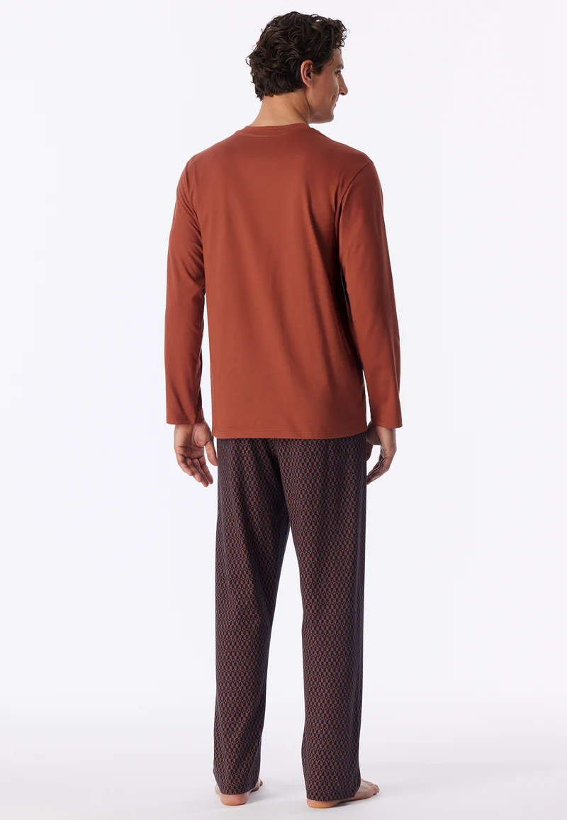 Schlafanzug Orange/Blau gemustert - Comfort Nightwear