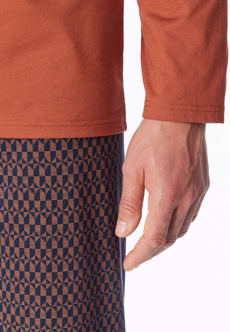 Schlafanzug Orange/Blau gemustert - Comfort Nightwear