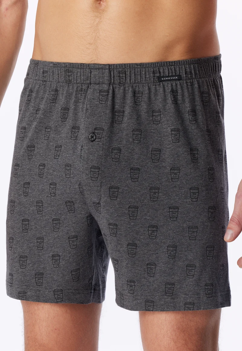 Boxershorts mit Knopfleiste 2er-Pack Grau/Blau gemustert - Boxershorts Multipack
