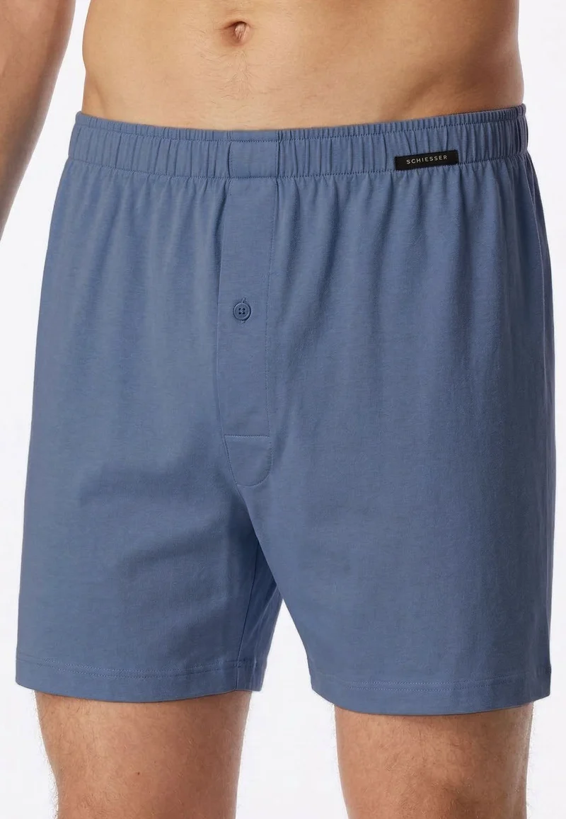Boxershorts mit Knopfleiste 2er-Pack Grau/Blau gemustert - Boxershorts Multipack