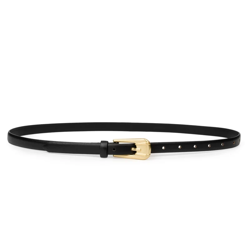 Ceinture Carini en cuir mince avec boucle dorée