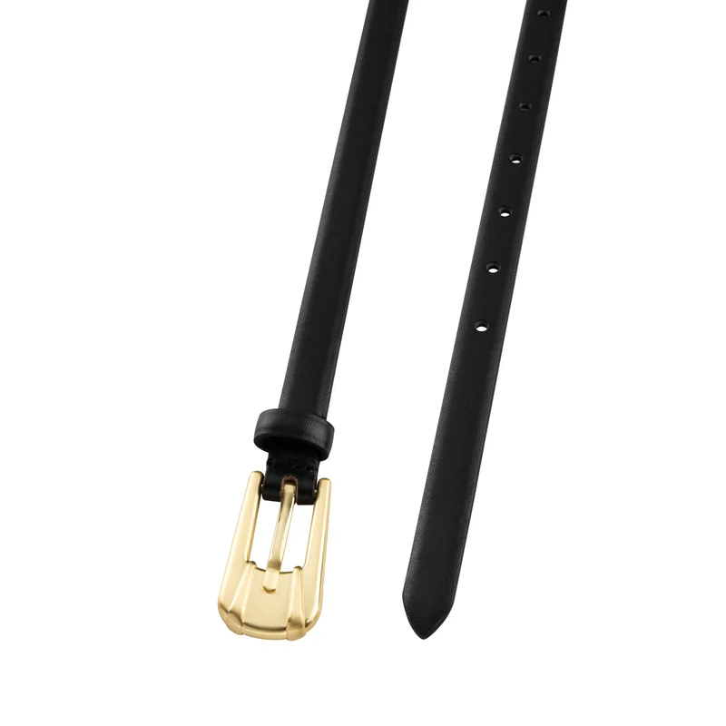 Ceinture Carini en cuir mince avec boucle dorée