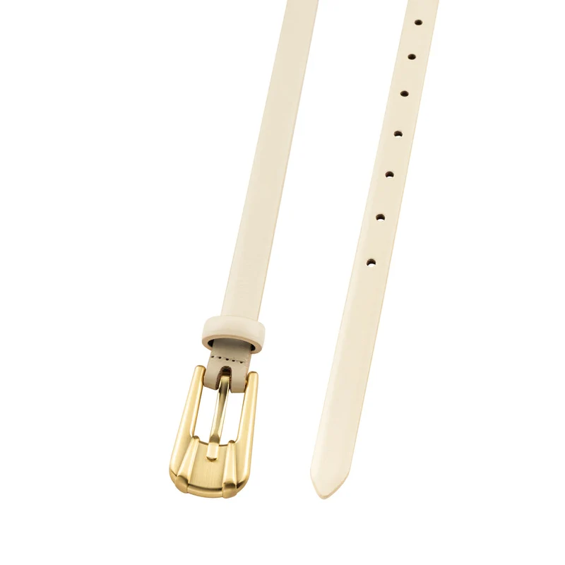 Ceinture Carini en cuir mince avec boucle dorée
