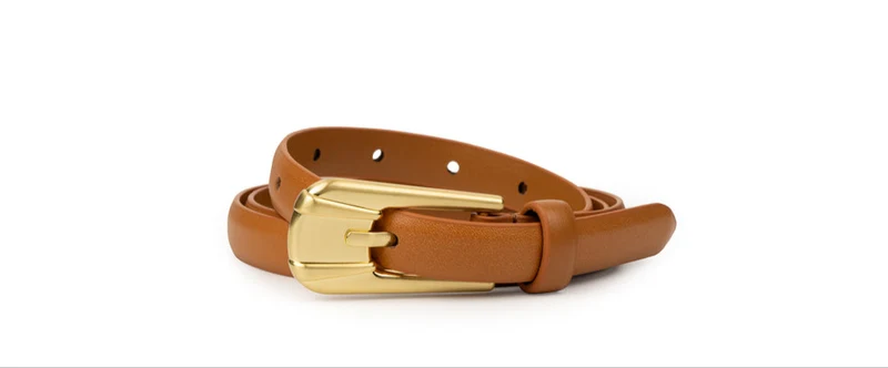 Ceinture Carini en cuir mince avec boucle dorée