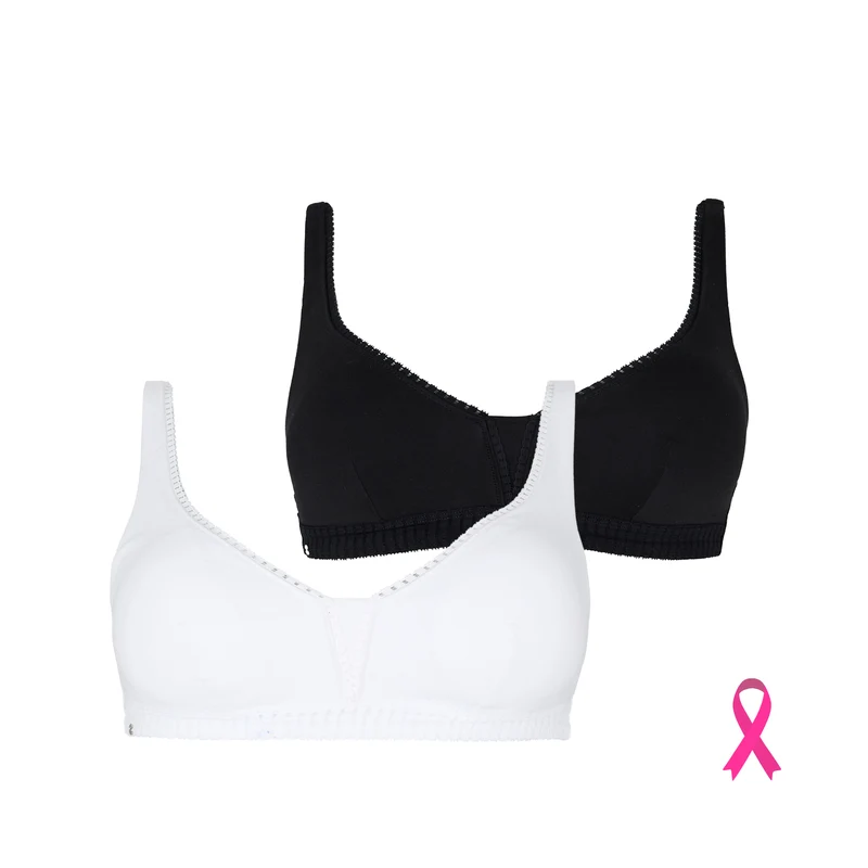 Lot de deux soutiens-gorge sans armatures coques amovibles blanc et noir Just ideal