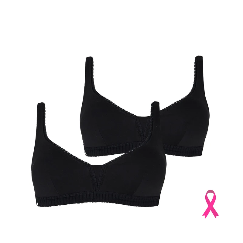 Lot de deux soutiens-gorge sans armatures coques amovibles noir Just ideal