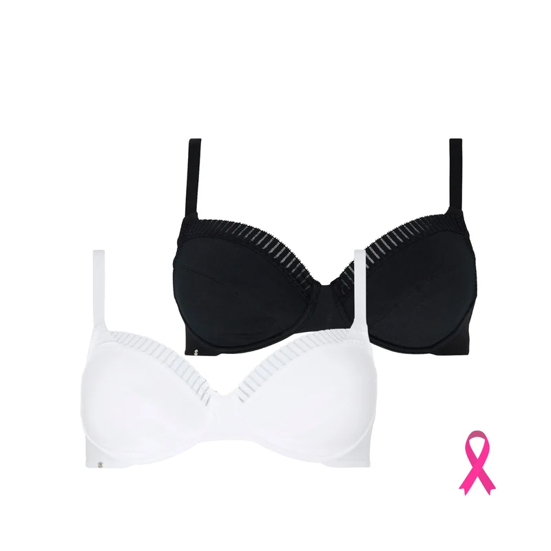 Lot de deux soutiens-gorge emboîtants blanc noir Just ideal