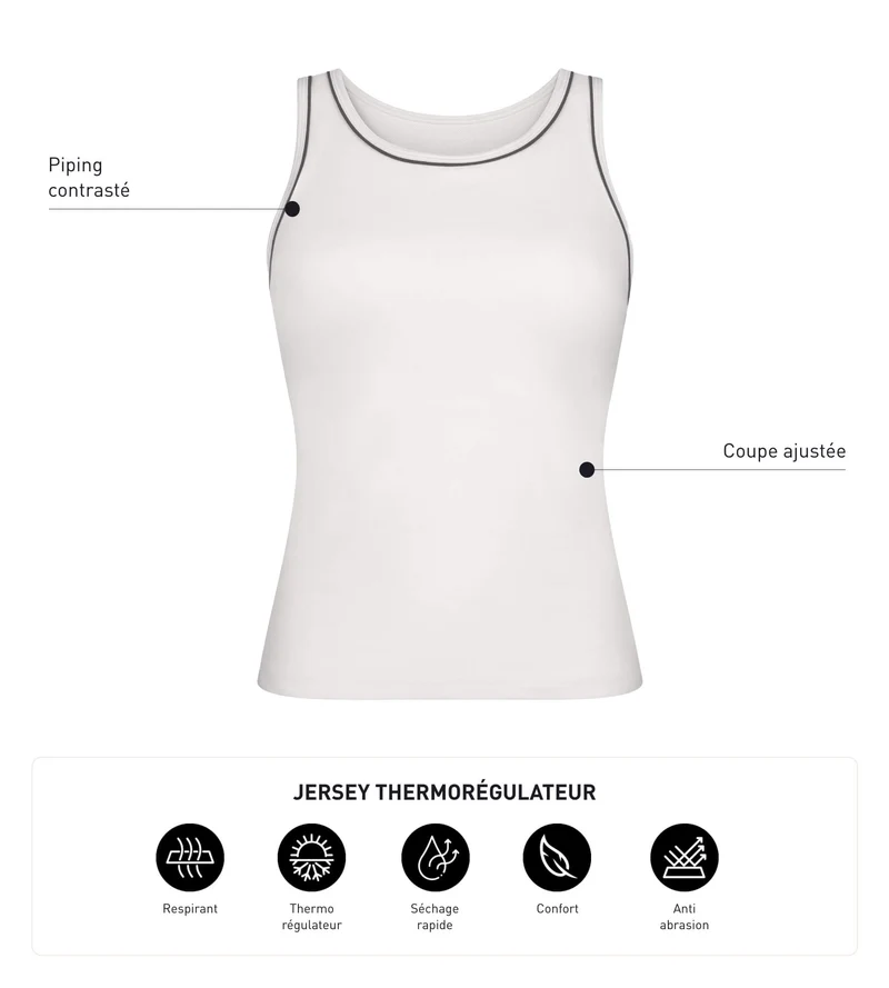 Débardeur de sport femme thermorégulateur en jersey Ecru Dim Move