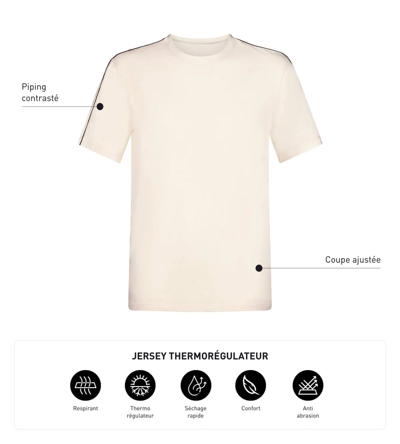 T-shirt de sport homme thermorégulateur en jersey Écru Dim Move