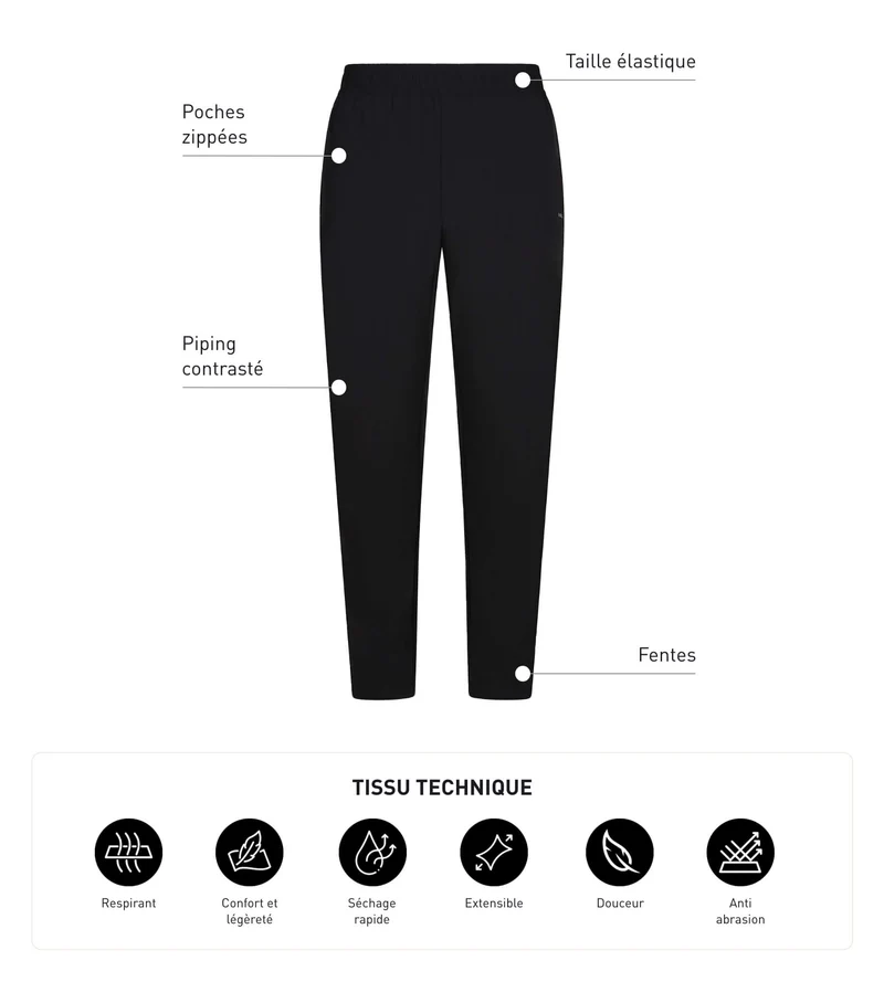 Pantalon de sport chino pour homme en jersey stretch Noir Dim Move