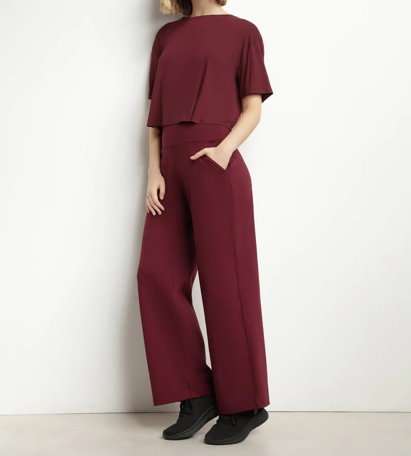 T-shirt de sport femme en viscose Bordeaux avec dos ouvert Dim Move