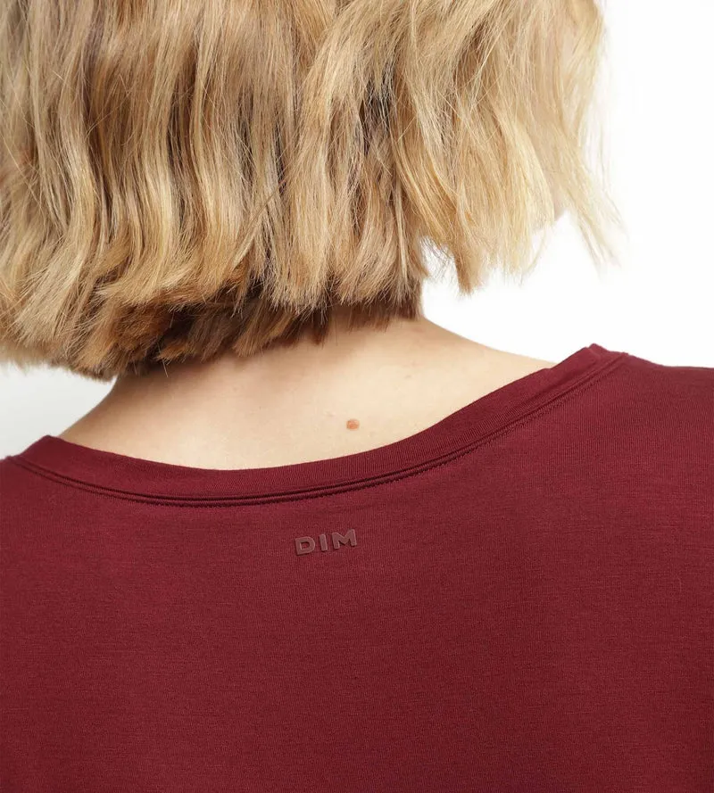 T-shirt de sport femme en viscose Bordeaux avec dos ouvert Dim Move