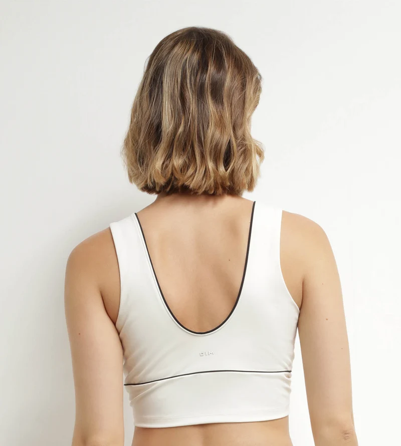 Brassière longue en microfibre sculptante Écru Dim Move