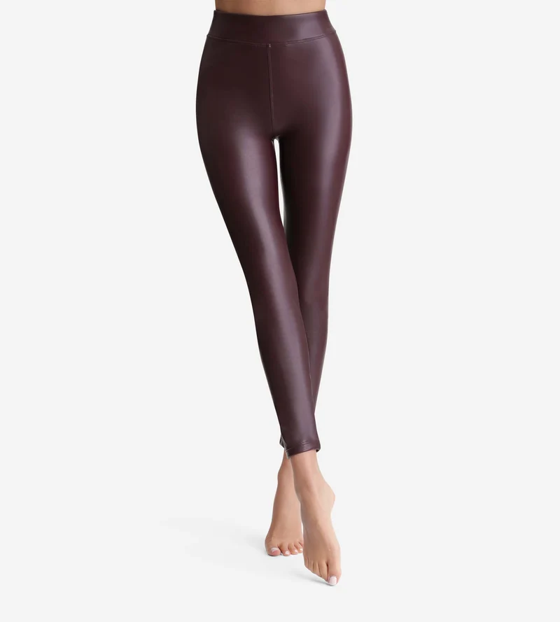 Legging femme effet cuir Bordeaux Relax & Go