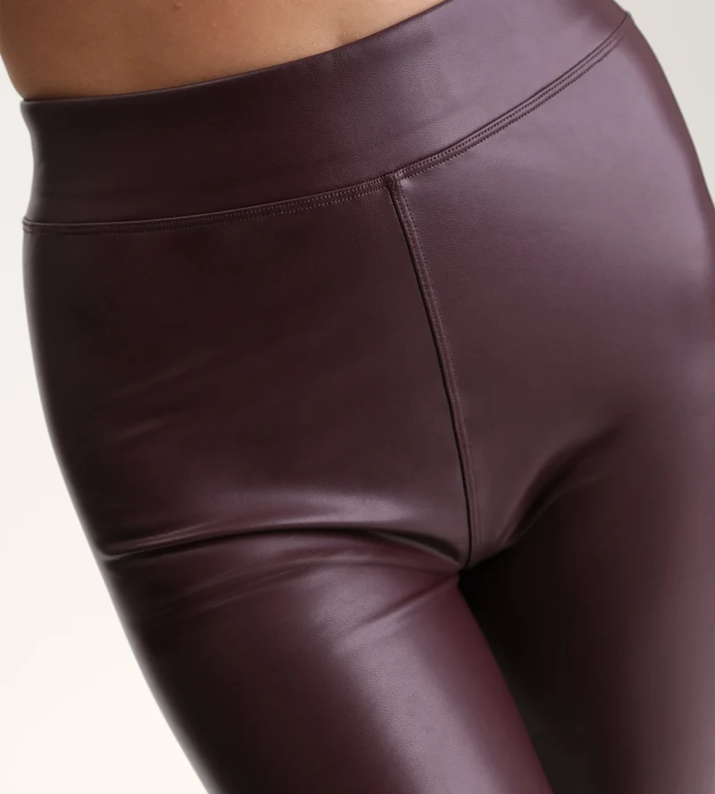 Legging femme effet cuir Bordeaux Relax & Go