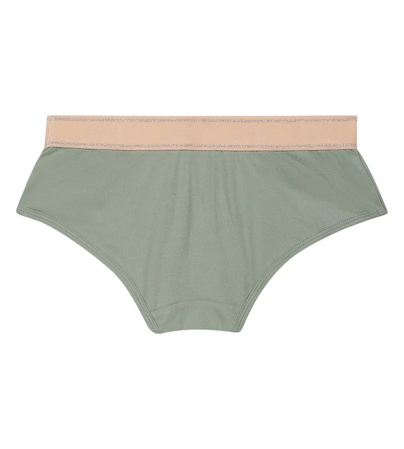 Shorty fille Vert Sauge et Rose Dim Sport