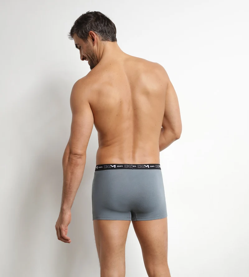 Lot de 3 boxers homme Noir Gris ceinture contrastée Dim Coton Stretch