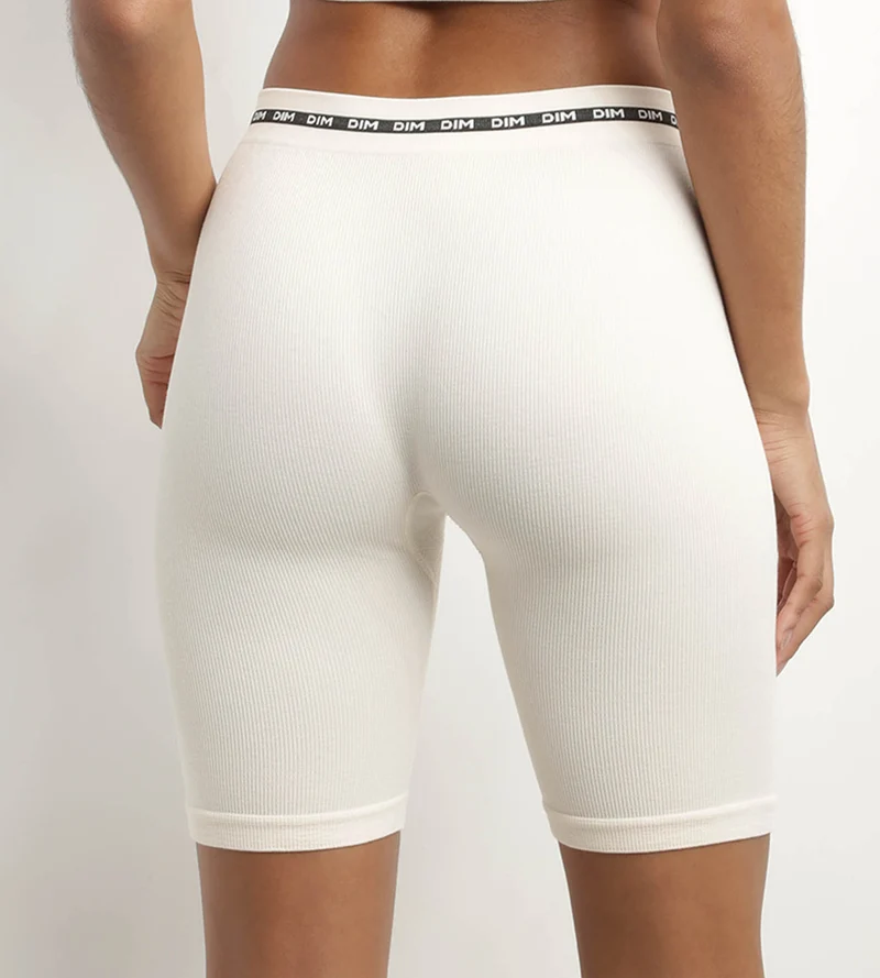 Cycliste femme en modal polyamide côtelée Beige Ivoire Dim Icons Seamless